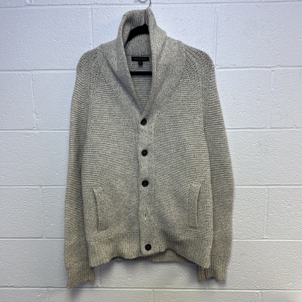 NWOT Banana Republic Gray Cardigan Sweater Shawl Collar - Picture 2 of 7